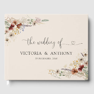 Boho Tiny Wildflower Bröllopsgästbok Gästböcker