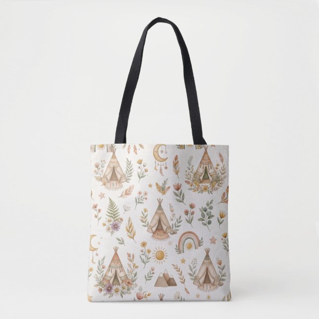 Boho Tipi Anpassad Namn Baby Väska (Framsida)