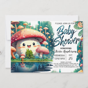 Boho Toadstool Enchantment Baby Shower Inbjudningar
