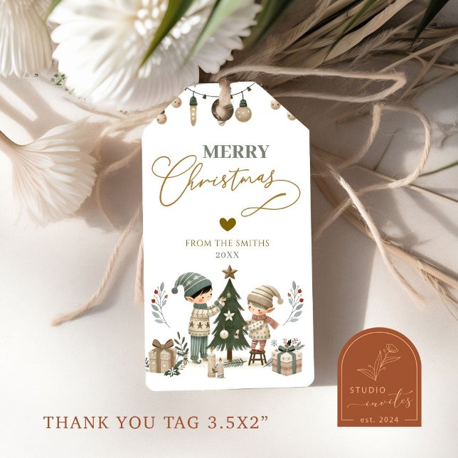 Boho Tomte God Jul Presentkort Presentetikett (Skapare uppladdad)