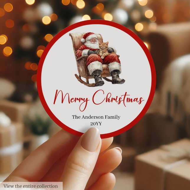 Boho Tomte jul Sticker Etikett Set (Boho Santa Claus Christmas Sticker Label Set)