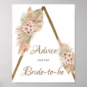 Boho Torft Handflatan Löv Pampas Grass Advice-teck Poster