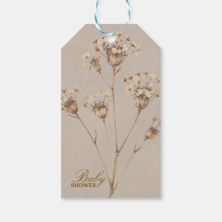 Boho torkad blomma baby shower-inbjudan presentetikett