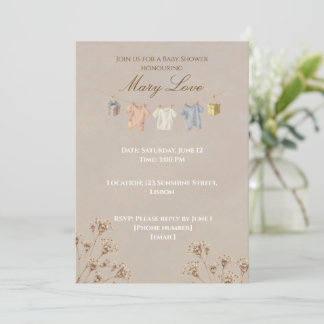 Boho torkad blomma bebyshower-inbjudan inbjudningar