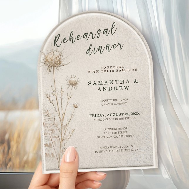 Boho Torkad Blommig Pampas Båge Övningsmiddag Inbjudningar (Skapare uppladdad)