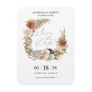 Boho Torkad Blommigt Pampas Grass Fall Hösten Magnet