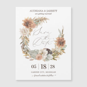 Boho Torkad Blommigt Pampas Grass Fall Höstmagnet