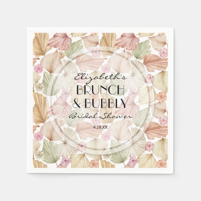 Boho torkade blad och blommor Bröllopsfest  Pappersservett (Framsidan)