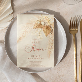 Boho Torkade blommor och Pampas Grass Baby Shower Inbjudningar