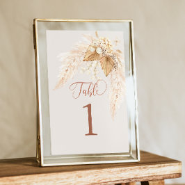Boho Torkade blommor och Pampas Grass Bord-kort Inbjudningar