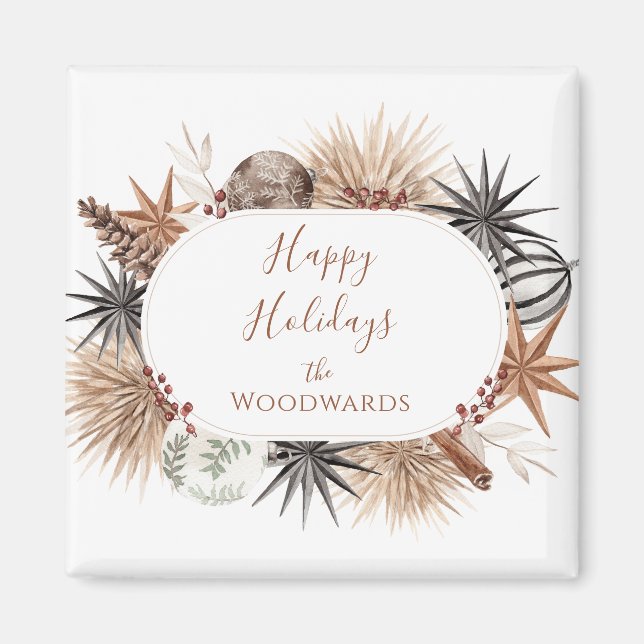 Boho Torkade Botaniska Jul Magnet (Framsidan)