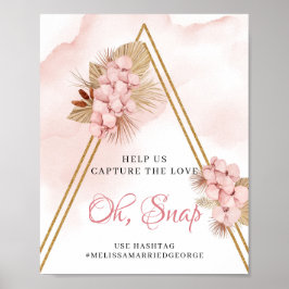 Boho Torkade Handflatan Löv blommor Oj Snap Sign Poster