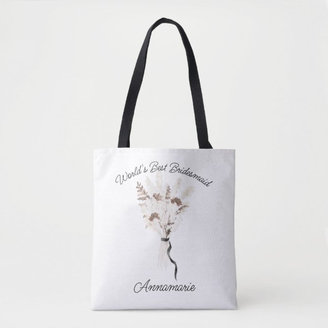 Boho Torried Flowers Bouquet Bridesmaid Tote Tygkasse (Framsida)