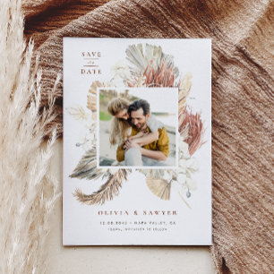 Boho Torry Handflatan Lövs and White Orchids Photo Spara Datumet