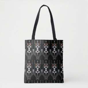 Boho Totem Mönster Black Tote Bag Tygkasse