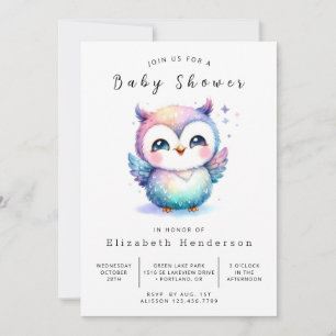 Boho Träd Uggla Baby Shower Inbjudningar