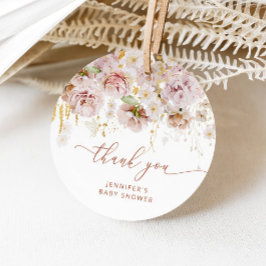 Boho trädgård blommig baby shower tack gåvor etiketter