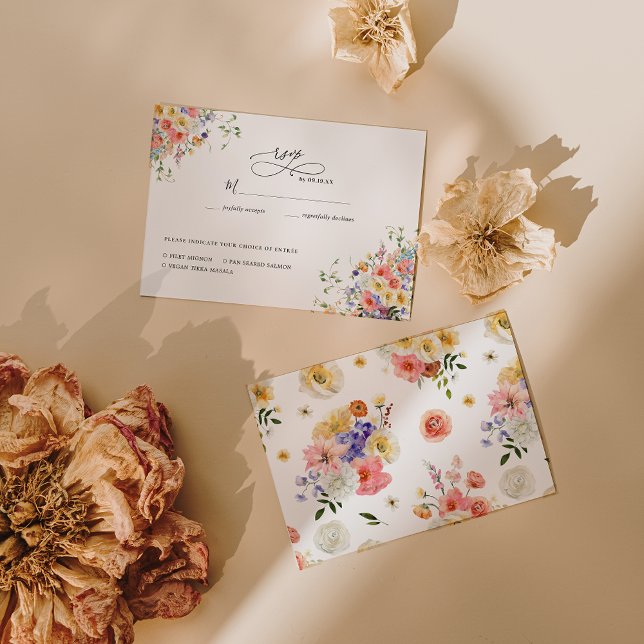 Boho trädgård vildblomma | Bröllop RSVP OSA Kort (Skapare uppladdad)