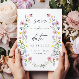 Boho Trädgård Vildblomma Bröllop Save the Date-Kor Inbjudningar