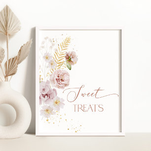 Boho-trädgårdsblommor Söta treter bord Poster
