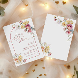 Boho trädgårdsros blommor Baby Shower Inbjudningar