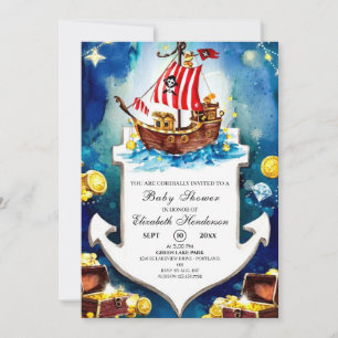 Boho Treasure Pirat Baby Shower Inbjudningar