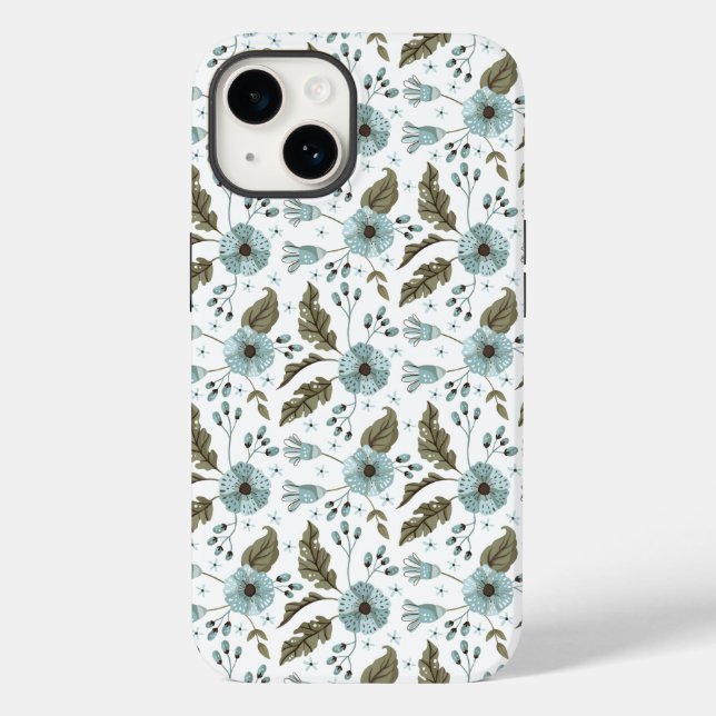 Boho Trendig Blå Grön Blommig (Baksida)