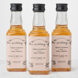 Boho Trendig Script Bröllop Spritflaskor Etikett