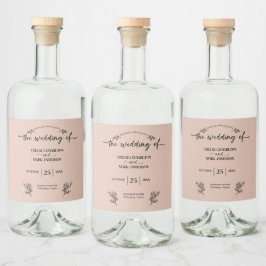 Boho Trendig Script Bröllop Spritflaskor Etikett