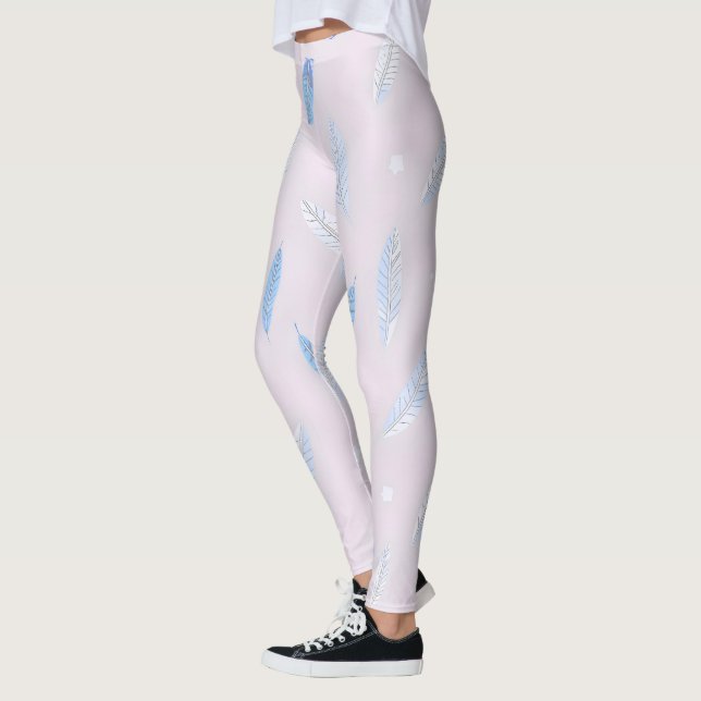 Boho Trendiga Fjädrar Lyxig Kollektion Leggings (Vänster)