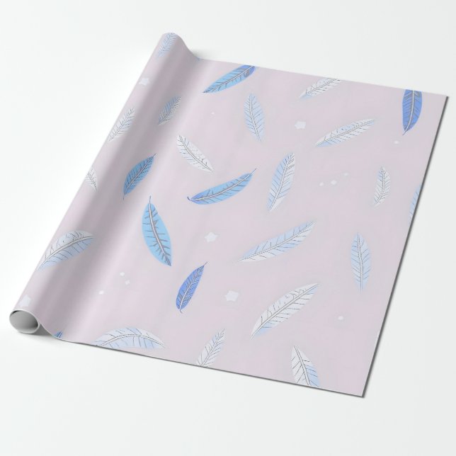 Boho Trendiga Fjädrar Lyxig Kollektion Presentpapper (Utrullad)