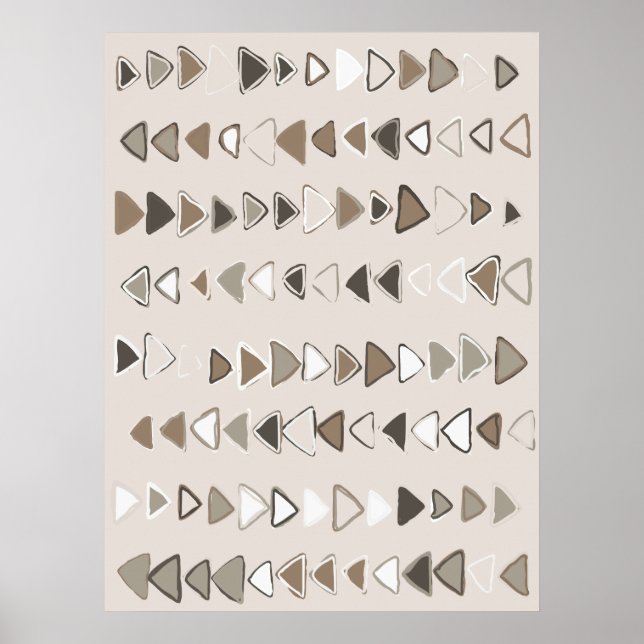 Boho Triangles Brown Taupe Ivory Poster (Framsidan)
