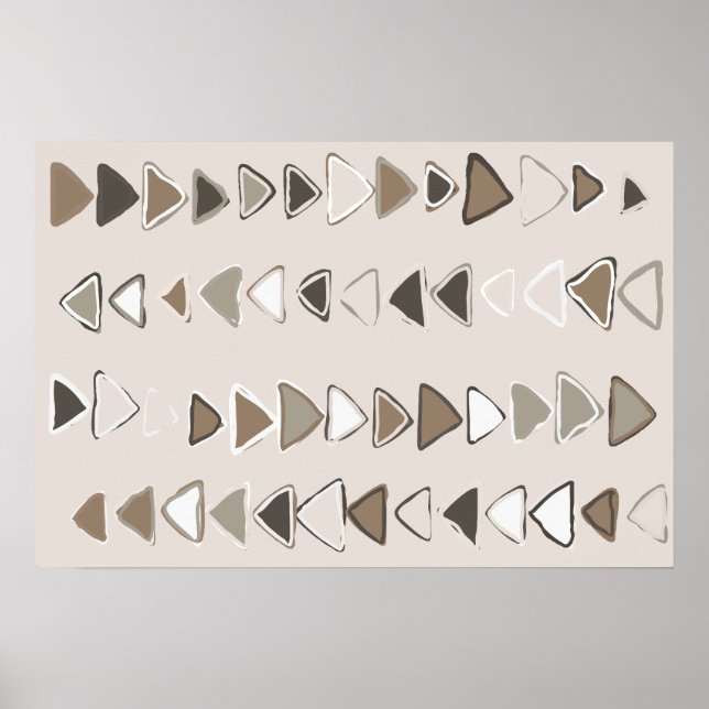 Boho Triangles Brown Taupe Ivory Poster (Framsidan)