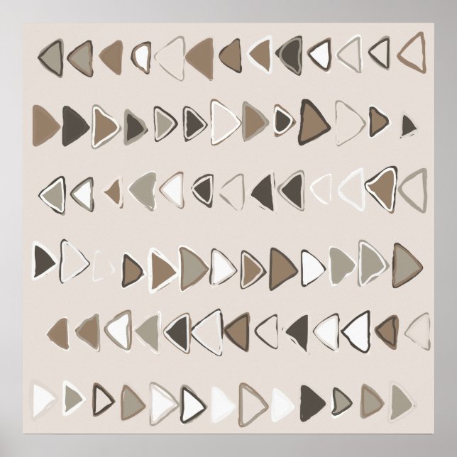Boho Triangles Brown Taupe Ivory Poster (Framsidan)