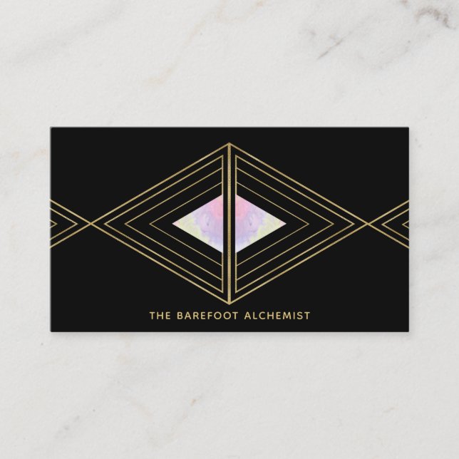 *~* Boho Triangles Helig Geometry Alchemy Guld Visitkort (Framsida)