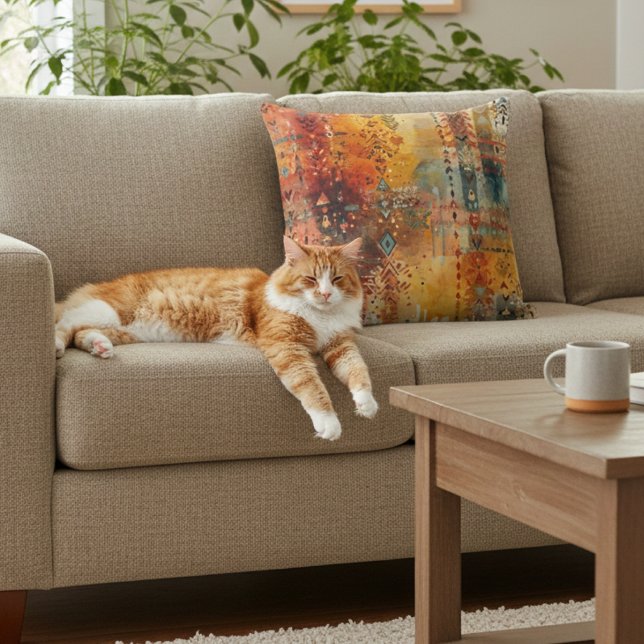 Boho Tribal Abstract Ethnic Pattern Kudde (Skapare uppladdad)