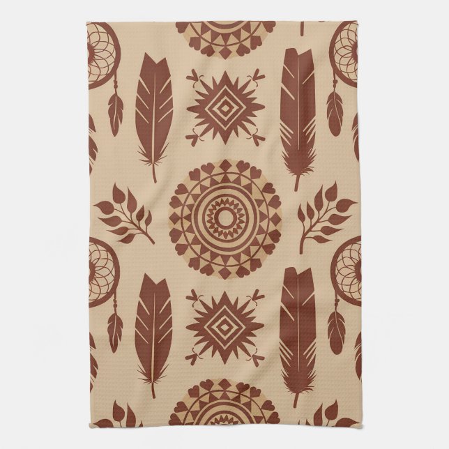 Boho Tribal Abstrakt Mönster | Geometric Earthy Kökshandduk (Vertikal)