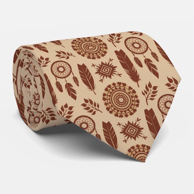 Boho Tribal Abstrakt Mönster | Jordnära Geometrisk Slips (Rullad)