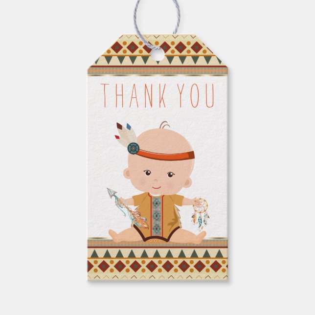 Boho Tribal Baby Shower Gift-Märkre Presentetikett (Framsidan)