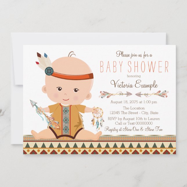 Boho Tribal Baby Shower Inbjudningar (Framsida)