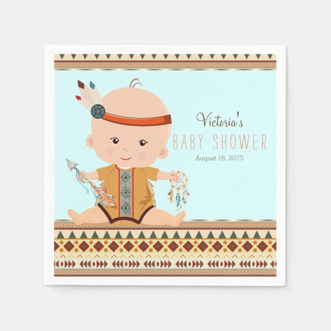 Boho Tribal Baby Shower Pappersservett (Framsidan)