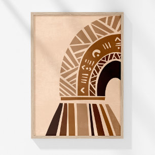 Boho Tribal Båge Abstrakt Neutral Väggkonst Tryck