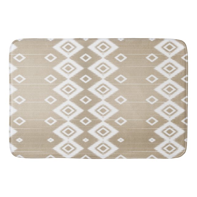 Boho Tribal Beige White Geometric Badrumsmatta (Framsidan)
