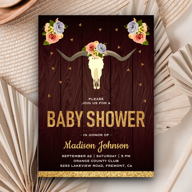 Boho Tribal Blommig Kosskalle Baby Shower Inbjudningar (Skapare uppladdad)