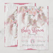BOHO Tribal Blommigt Dream Catcher Rosa Baby Showe