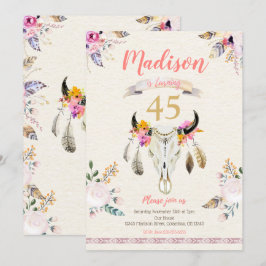 Boho Tribal Blommigt Skull födelsedagsinbjudan Inbjudningar