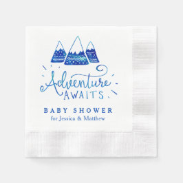 Boho Tribal Blue Äventyr Baby Shower Napkins Pappersservett