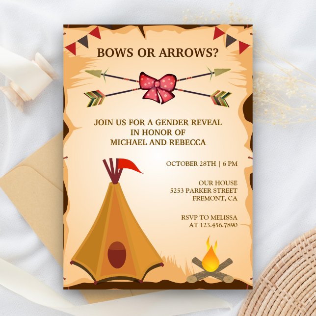 Boho Tribal Bows eller Arrows Gender Reveal Party Inbjudningar (Skapare uppladdad)