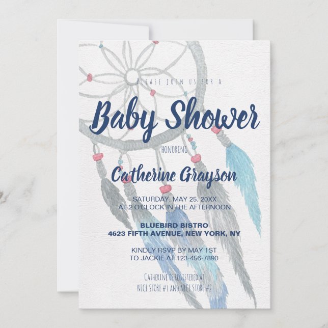Boho Tribal Dreamcatcher Baby Shower-inbjudan Inbjudningar (Framsida)