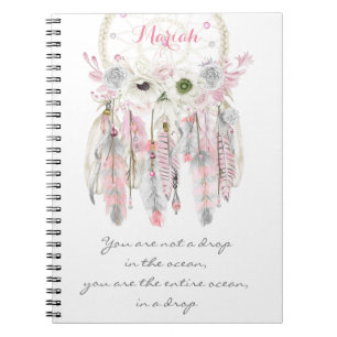 Boho Tribal Drömfångare Blommor Native Spirit Anteckningsbok